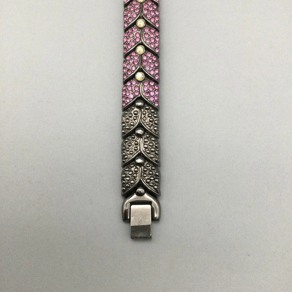 Suzanne Somers Womens Watch 25mm White Dial Pink Crystal Bracelet New Battery